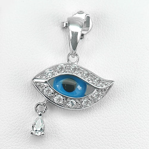 925 Sterling Silver Pendant Jewelry 3.35 GramsThe Eye Blue Design: Product ID: 281330179 Product Type: 925 Sterling Silver Fine Jewelry Jewelry Weight: 3.35 Grams. Gemstones Color: Silver Metal: Solid Silver 92.5%. Gemstone Detail: Pear White CZ Size 4.3 x 3 Mm. 1 Pc
