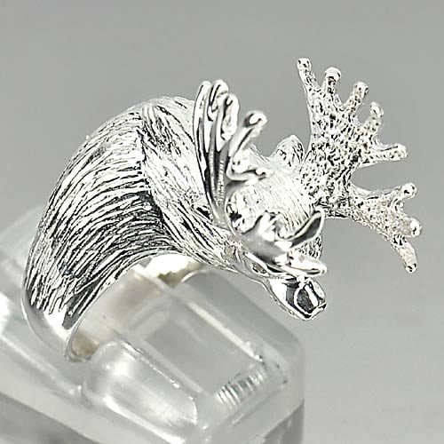 925 Sterling Silver Ring Jewelry Size 6 Reindeer Design 9.91 Grams (1 of 3)