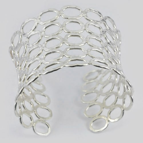 70 Sterling Silver Bangle Jewelry Diameter 63 Mm. Adjustable Beautiful Design 77.00 G. (1 of 3)