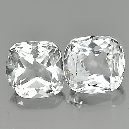 Natural White Topaz 5.70 Ct. 2 Pcs Cushion Shape Gemstone From Brazil (1 of 3)