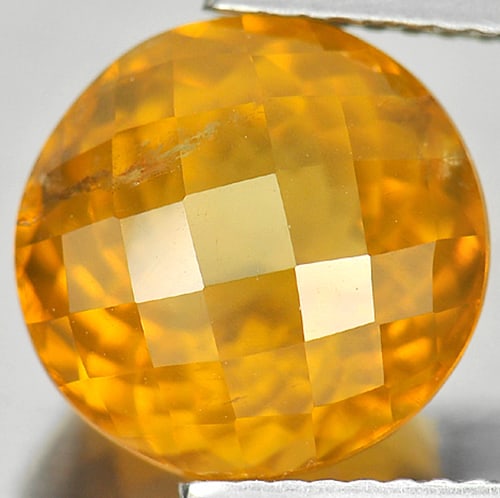 Natural Yellow Citrine 5.15 Ct. Round Checkerboard Cut 11 x 11 Mm. Gemstone From Brazil (1 of 3)