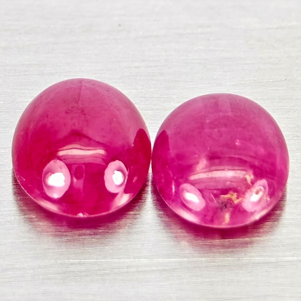 Natural Pink Red Jonson Ruby 0.90 Ct. 2 Pcs Oval Cabochon Shape 5 x 4.1 Mm Gemstones From Mozambique (1 of 3)