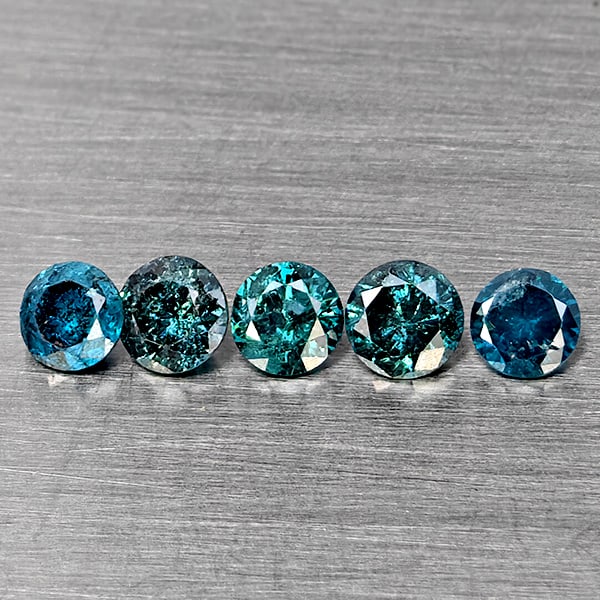 Natural Blue Loose Diamond 0.45 Ct. 5 Pcs Round Diamond Cut 2.8 Mm (1 of 3)