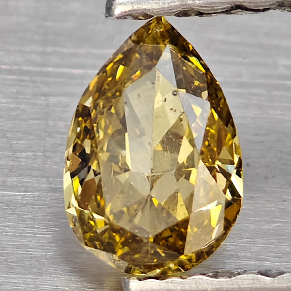 Natural Yellow Fancy Color Loose Diamond 0.19 Ct. Pear Shape 4.5 x 3.1 Mm From Belgium (1 of 3)