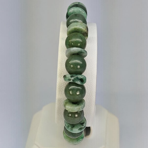 Natural Green Jade Beads Stretch Bracelet 153.59 Ct. Gemstone From Thailand (1 of 3)