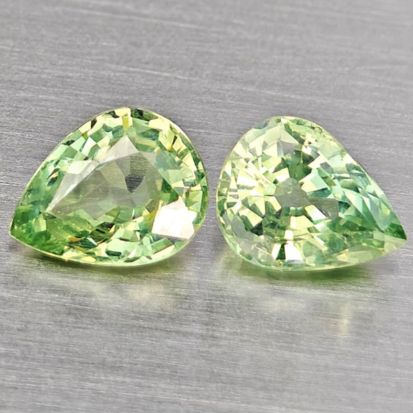 Natural Green Sapphire 0.82 Ct. 2 Pcs Pear Shape 5 x 4 Mm Gemstones From Thailand (1 of 3)