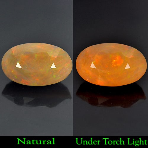 Natural Multi Color Opal 5.55 Ct. Oval Shape 16 x 10 Mm. Unheated Gemstone: Product ID: 818709060 Product Name: Natural Opal Weight: 5.55 CT. Size: 16 x 10 x 7.3 MM. Shape: Oval Color: Multi Color Clarity:Semi - Transparent Luster: Strong Iridescent Gems Origin: Ethiopia Trea