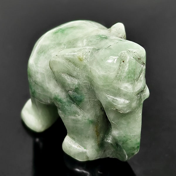 Natural Green Jade 62.28 Ct. Elephant Carving Size 17 x 29 Mm Gemstone From Thailand (1 of 3)