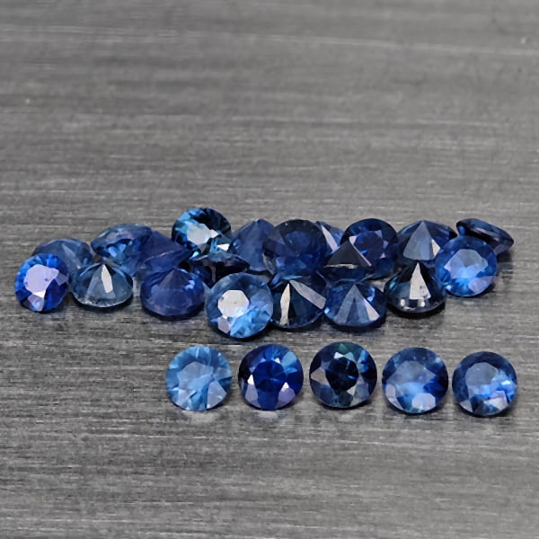 Natural Blue Sapphrie 0.53 Ct. 25 Pcs Round Diamond Cut 1.7 Mm Gemstone from Thailand (1 of 3)