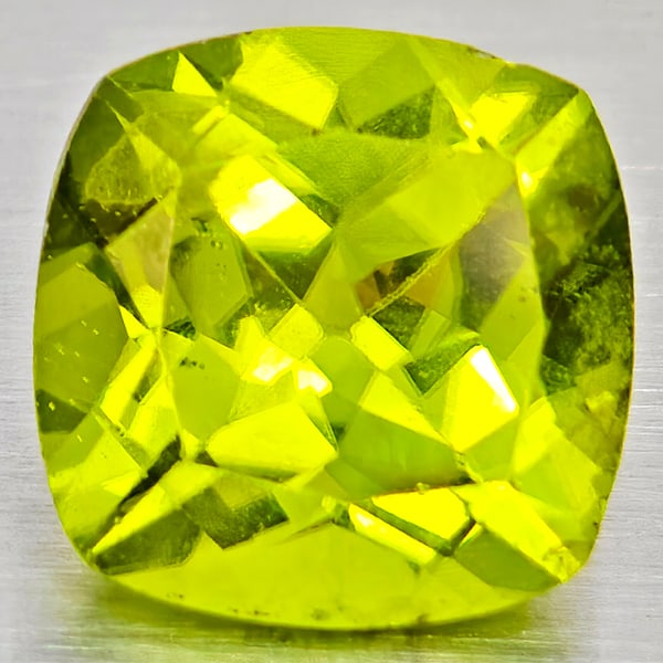 Natural Green Peridot 1.66 Ct. Cushion Shape 7.1 x 7 Mm Gemstone From Pakistan (1 of 3)
