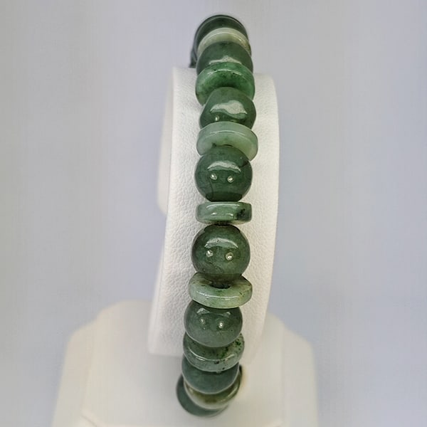 Natural Green Jade Beads Stretch Bracelet 150.40 Ct. Gemstone From Thailand (1 of 3)