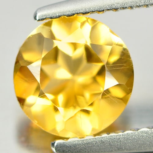 Natural Yellow Citrine 0.99 Ct. Round Shape 6.7 Mm. Gemstone From Brazil (1 of 3)