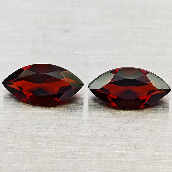 Natural Orangish Red Garnet 2.48 Ct. 2 Pcs Marquise Shape 5 x 10 Mm Gemstones From Tanzania (1 of 3)