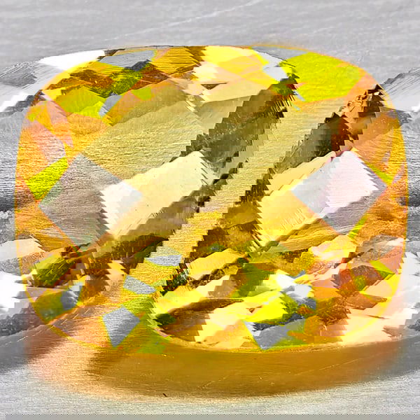 Natural Yellow Citrine 2.52 Ct. Cushion Checkerboard Cut 10.1 x 8.1 Mm Gemstone From Brazil (1 of 3)