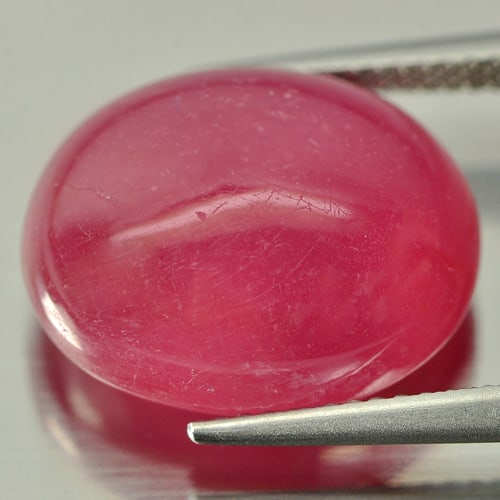 Natural Pinkish Red Ruby 20.39 Ct. Oval Cabochon Shape 16.3 x 13.7 Mm. Gemstone From Madagascar (1 of 3)