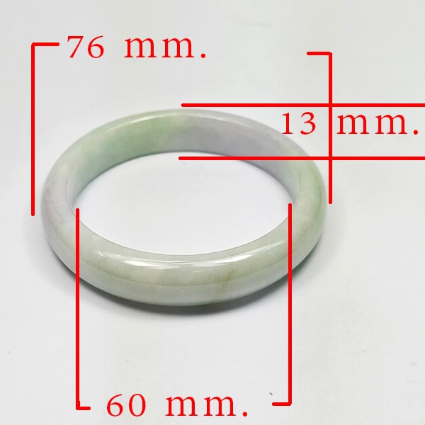 Natural Multi Color Bangle Jade 313.76 Ct. Diameter 60 Mm. Gemstone: Product ID: 819816019 Product Name: Natural Jade Weight: 313.76 CT. Size: 76 x 60 x 13 MM. Shape: Bangle Round Cabochon Color: Multi-Color Green Clarity:Opaque Luster: Good Gems Origin: Thailand Treat