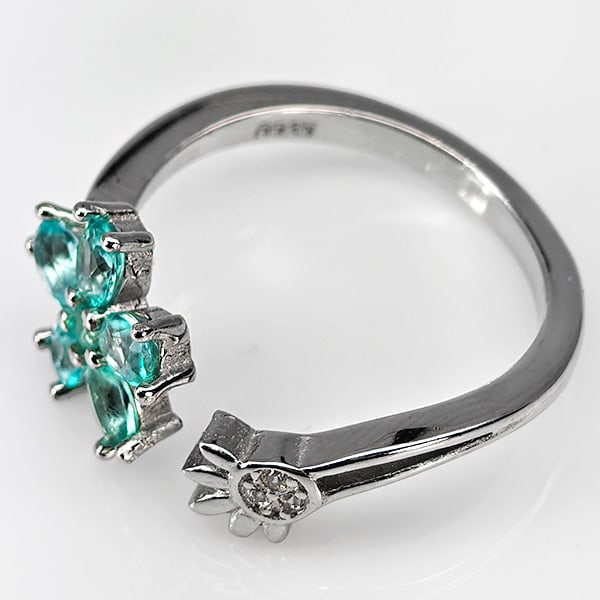 Natural Paraiba Color Topaz 925 Sterling Silver Ring Jewelry 3.05 Grams Size 8 (1 of 3)