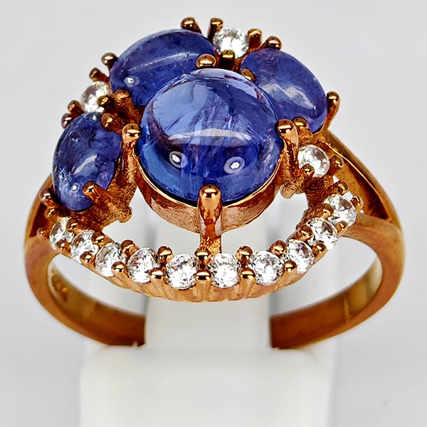 Natural Blue Sapphire 925 Sterling Silver Jewelry Sets 12.81 Grams Rose Gold Plated Ring Size 9 (1 of 3)