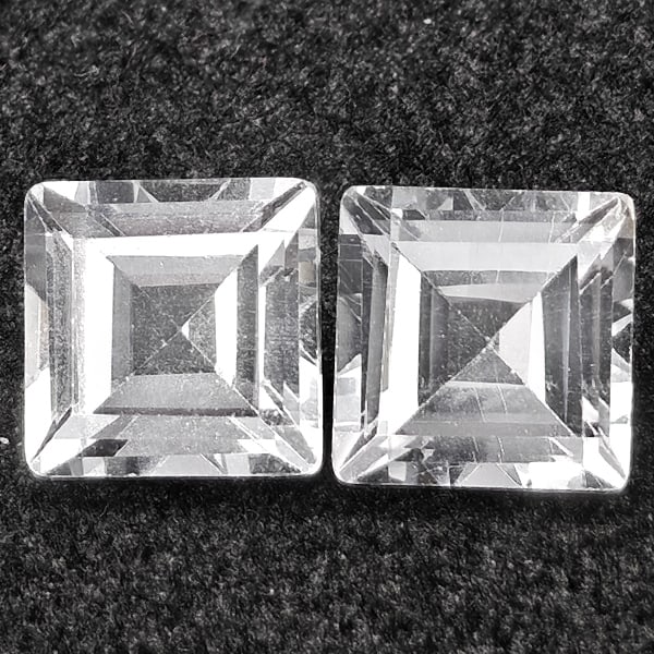 Natural White Topaz 2.81 Ct. 2 Pcs. Square Shape 6.1 Mm Gemstones From Brazil (1 of 3)