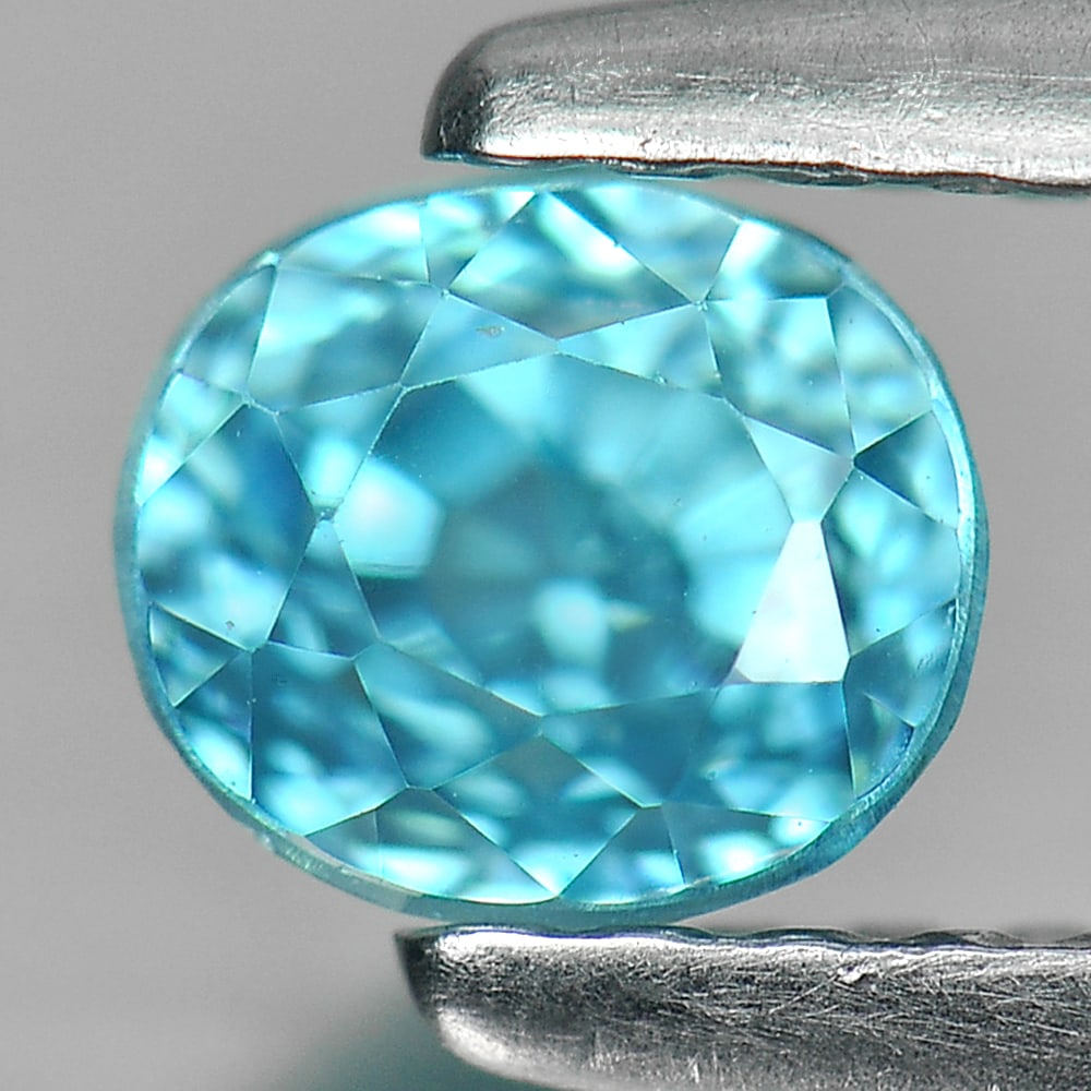 Natural Blue Zircon 0.92 Ct. Clean Oval Shape 4.8 x 4.2 Mm. Gemstone From Cambodia (1 of 3)