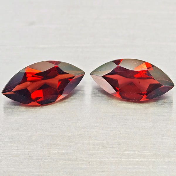 Natural Orangish Red Garnet 2.63 Ct. 2Pcs Marquise Shape 5 x 10 Mm Gemstones From Tanzania (1 of 3)