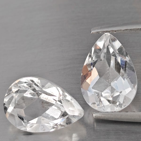 Natural White Quartz 3.98 Ct. 2 Pcs Pear Shape 10.2 x 7.2 Mm Gemstone from Brazil: Product ID: 805530232 Product Name: Natural Quartz Weight: 3.98 CT. Size: 10.2 x 7.2 x 5.5 MM. Shape: Pear Shape Color: White Clarity:SI1 Luster: Good Gems Origin: Brazil Treatment: Unheated Crystal S