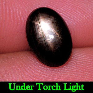 Natural Black Star Sapphire 6 Rays 4.20 Ct. Oval Cabochon Shape 11 x 7.5 Mm. Gemstone From Thailand: Product ID: 806132953 Product Name: Natural Star Sapphire Weight: 4.20 CT. Size: 11 x 7.5 x 4.4 MM. Shape: Oval Cabochon Color: Black Clarity:Opaque Luster: Good 6 Rays Star Gems Origin: Thailand Trea