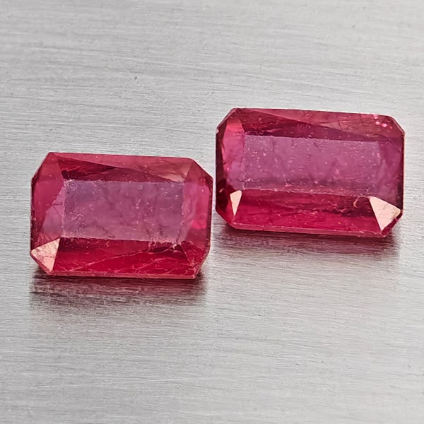 Natural Pigeon Blood Red Ruby 1.63 Ct. 2 Pcs Octagon Shape 6.5 x 4.5 Mm Gemstone from Madagascar (1 of 3)