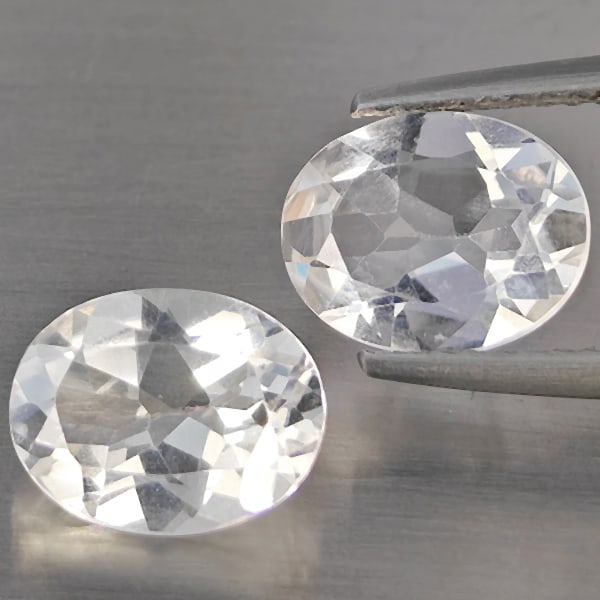 Natural White Quartz 3.14 Ct. 2 Pcs Oval Shape 9.2 x 7.2 Mm Gemstone from Brazil (1 of 3)