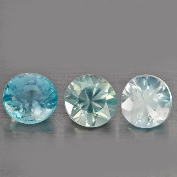 Natural Blue Zircon 1.90 Ct. 3 Pcs Round Diamond Cut 4.8 Mm Gemstone From Cambodia: Product ID: 807743255 Product Name: Natural Zircon Weight: 1.90 CT. Size: 4.8 x 4.8 x 3.6 MM. Shape: Round Diamond Cut Color: Blue Clarity:SI1 Luster: Good Gems Origin: Cambodia Treatment: Heated Crys