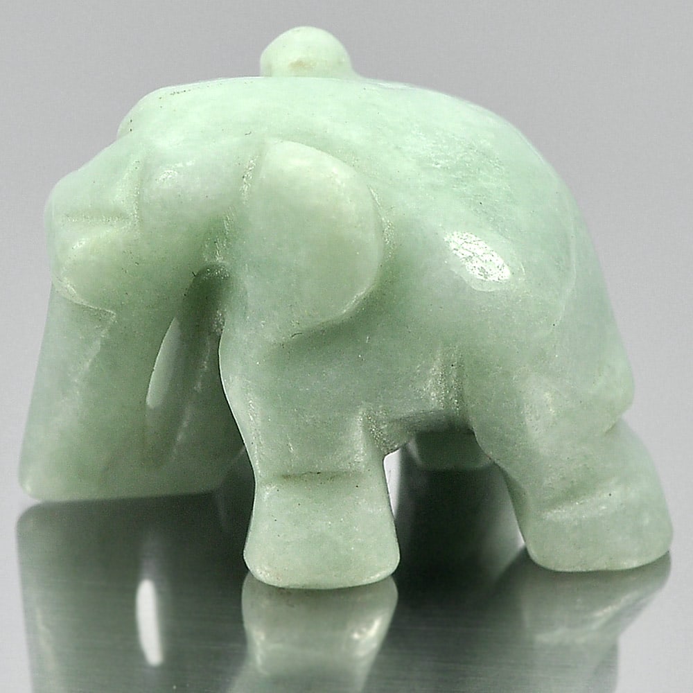 Natural Green Jade Elephant Carving 25 x 19 Mm. 54.68 Ct. Unheated Gemstone (1 of 3)