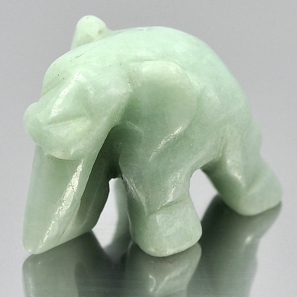 Natural Green Jade Elephant Carving 25 x 19 Mm. 54.68 Ct. Unheated Gemstone - 2