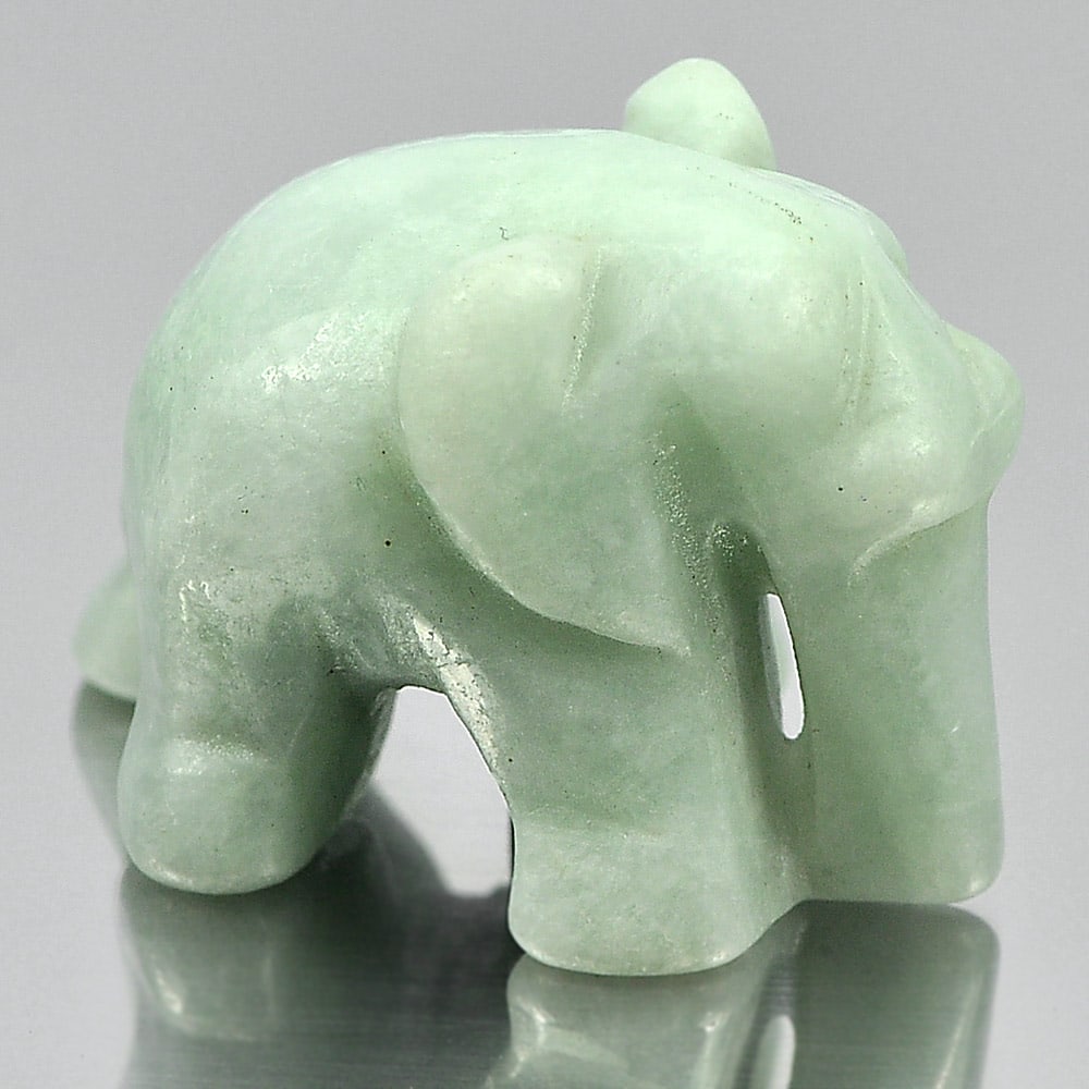 Natural Green Jade Elephant Carving 25 x 19 Mm. 54.68 Ct. Unheated Gemstone - 3