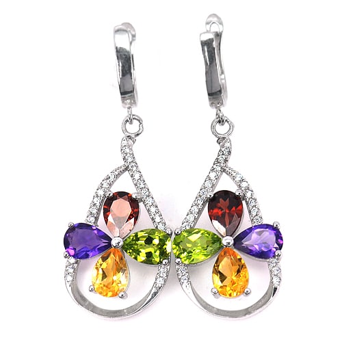 Natural Amethyst Garnet Peridot and Citrine 925 Sterling Silver Earrings Jewelry 7.04 Grams: Product ID: 281070226 Product Name: Sterling Silver Earrings Product Type: 925 Sterling Silver Fine Jewelry Jewelry Weight: 7.04 Grams. Gemstones Color: Multi-Color Metal: Solid Silver 92.5%.