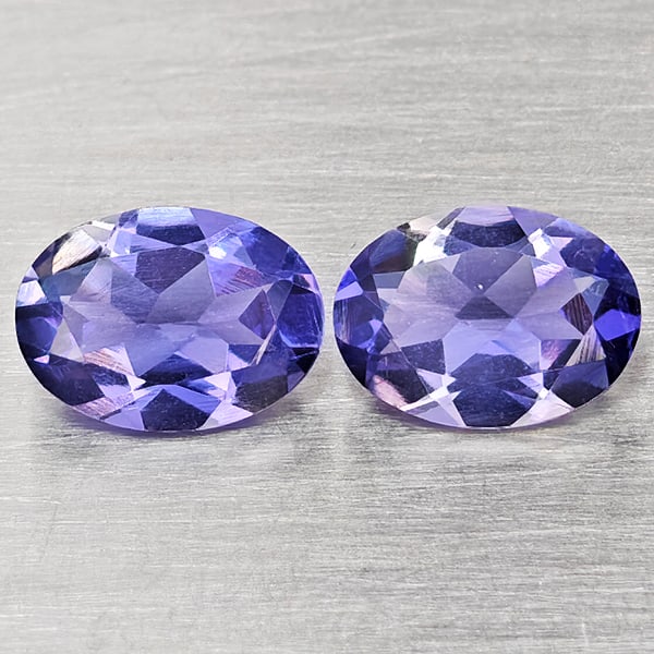 Natural Violetish Blue Iolite 1.21 Ct. 2 Pcs Oval Shape 7.1 x 5.1 Mm Gemstones From Madagascar (1 of 3)