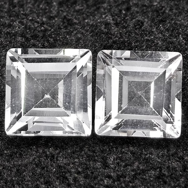 Natural White Topaz 2.85 Ct. 2 Pcs. Square Shape 6.1 Mm Gemstones From Brazil: Product ID: 807168544 Product Name: Natural Topaz Weight: 2.85 CT. Size: 6.1 x 6.1 x 4.2 MM. Shape: Square Color: White Clarity:VSI Luster: Good Gems Origin: Brazil Treatment: Unheated Crystal Structu