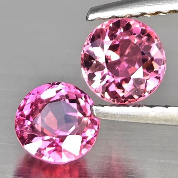 Natural Pink Tourmaline 1.18 Ct. 2 Pcs Round Shape 5 Mm Gemstone From Nigeria (1 of 3)