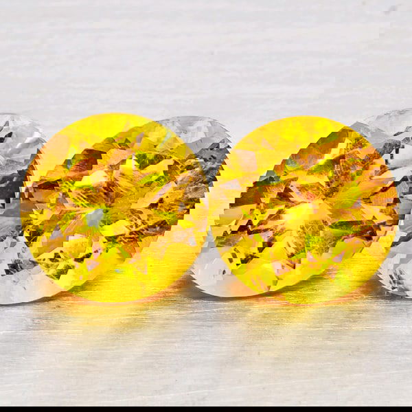 Natural Yellow Citrine 2.61 Ct. 2 Pcs Round Shape 7.1 Mm Gemstones From Brazil: Product ID: 801815382 Product Name: Natural Citrine Weight: 2.61 CT. Size: 7.1 x 7.1 x 4.8 MM. Shape: Round Shape Color: Yellow Clarity:VSI - SI1 Luster: Good Gems Origin: Brazil Treatment: Unheated C