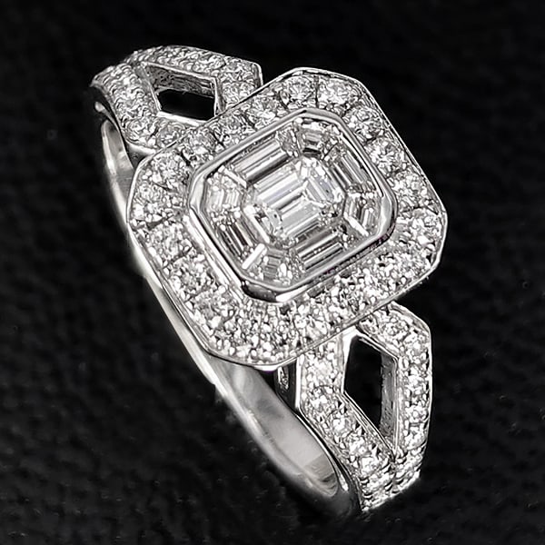 Natural White Diamond 0.805 Ct. With 18K White Gold Ring Jewelry 4.10 Grams Size 6.50 (1 of 3)