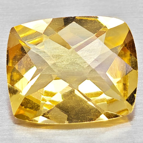 Natural Yellow Citrine 2.47 Ct. Cushion Checkerboard Cut 10 x 8.1 Mm Gemstone From Brazil (1 of 3)
