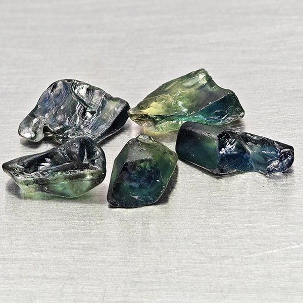 Natural Unheated Greenish Blue Sapphire 4.63 Ct. 5 Pcs Rough Shape Gemstones From Madagascar (1 of 3)