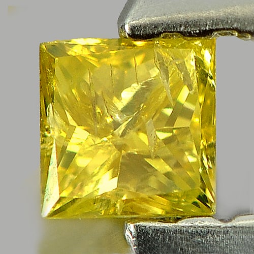 0.13 Ct. Nice Cutting Square Princess Cut Natural Yellow Loose Diamond (1 of 3)