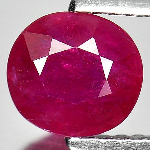 Natural Purplish Pink Ruby 1.09 Ct. Oval Shape 6.6 x 6 Mm. Gemstone From Tanzania (1 of 3)
