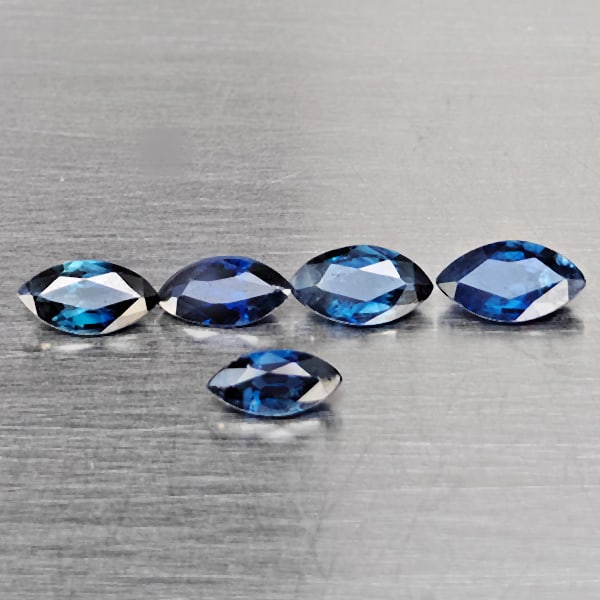 Natural Blue Sapphire 1.30 Ct. 5 Pcs Marquise Shape 5.7 x 3 Mm Gemstone From Madagascar: Product ID: 806012403 Product Name: Natural Blue Sapphire Weight: 1.30 CT. Size: 5.7 x 3 x 2 MM. Shape: Marquise Shape Color: Blue Clarity:SI1 Luster: Good Gems Origin: Madagascar Treatment: Heated Cr