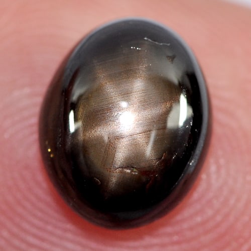 Natural Black Star Sapphire 6 Rays 3.30 Ct. Oval Cabochon Shape 9.1 x 7.3 Mm. Gemstone From Thailand (1 of 3)