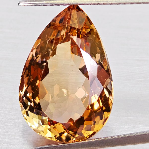 Natural Imperial Topaz 12.52 Ct. Pear Shape 17.8 x 12.3 Mm Gemstone From Brazil (1 of 3)