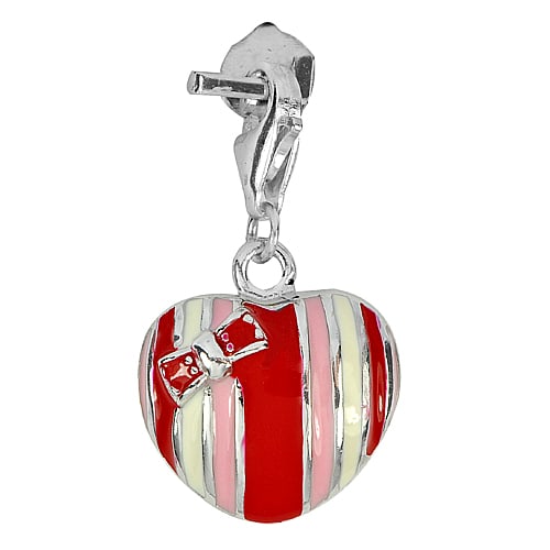 925 Sterling Silver Pendant Jewelry 26 x 15 Mm. Multi-Color Enamel 3.24 Grams (1 of 3)