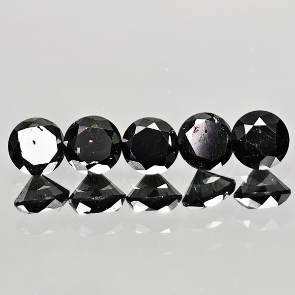 Natural Black Loose Diamond 1.06 Ct. 5 Pcs Round Diamond Cut 3.6 Mm (1 of 3)