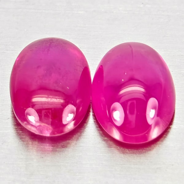 Natural Pink Red Jonson Ruby 1.29 Ct. 2 Pcs Oval Cabochon Shape 6.2 x 4.2 Mm Gemstones From (1 of 3)