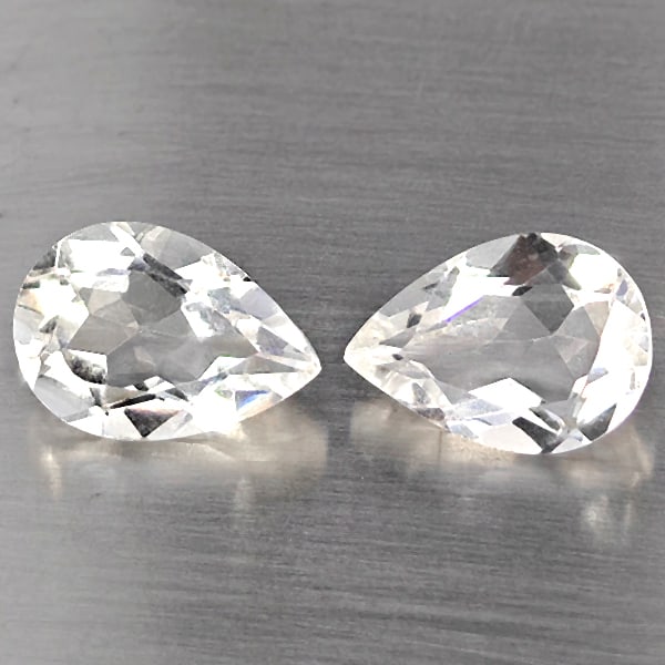Natural White Quartz 3.35 Ct. 2 Pcs Pear Shape 10 x 7.3 Mm Gemstone from Brazil: Product ID: 805530235 Product Name: Natural Quartz Weight: 3.35 CT. Size: 10 x 7.3 x 4.4 MM. Shape: Pear Shape Color: White Clarity:SI1 Luster: Good Gems Origin: Brazil Treatment: Unheated Crystal Str